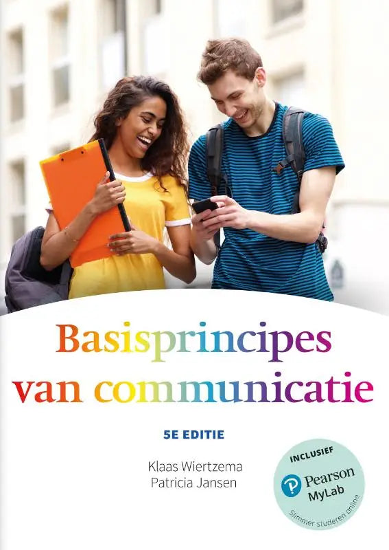 Cover van basisprincipes van communicatie 5e editie met mylabnl toegangscode door klaas wiertzema en patricia jansen