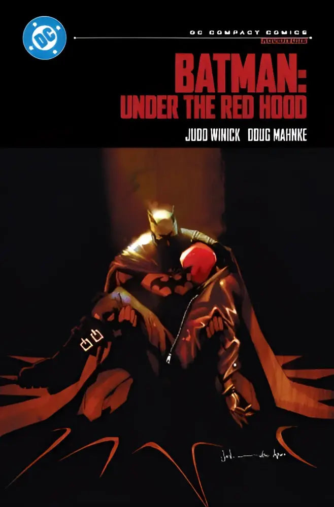 Batman under the red hood dc compact comics edition featuring bold red black artwork with gold accents on cowl