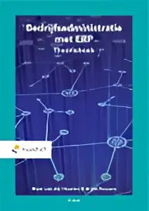 Blauw-witte netwerkdiagram op de omslag van het leerboek bedrijfsadministratie met erp met titel begriffsklärung