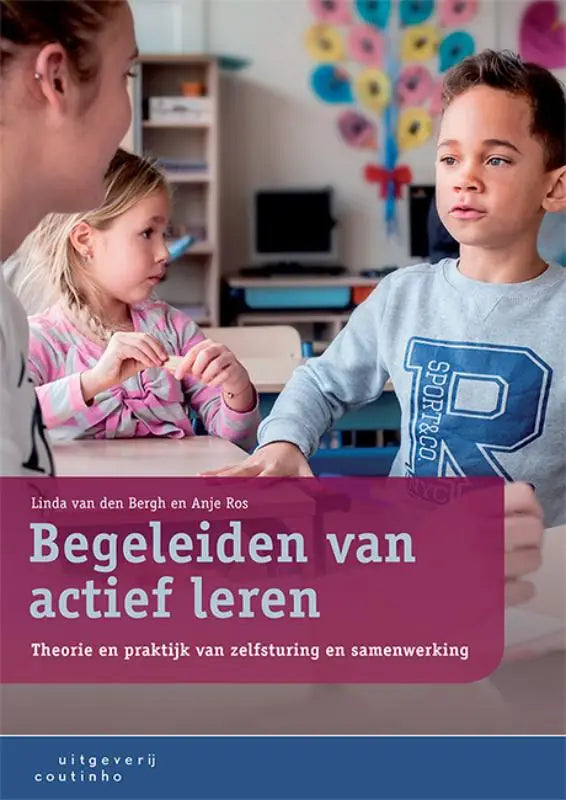 De boekcover begeleiden van actief leren toont titel in wit op diepe magenta met auteurs linda van den bergh en anje ros