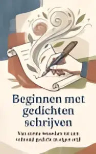 Boek beginnen met gedichten schrijven met witte bloemenillustratie voor voltooid gedicht in eigen stijl