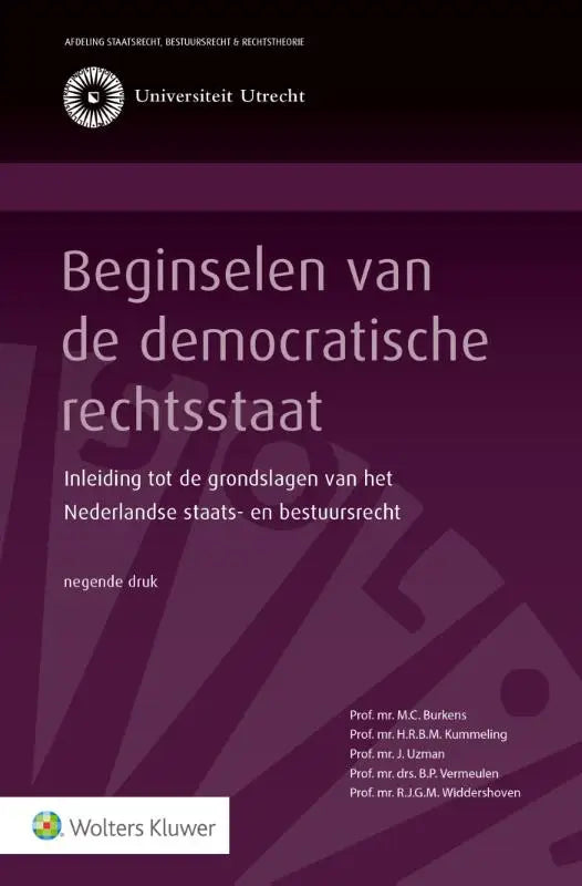 Beginselen van de democratische rechtsstaat 9e druk paarse boekcover Universiteit Utrecht