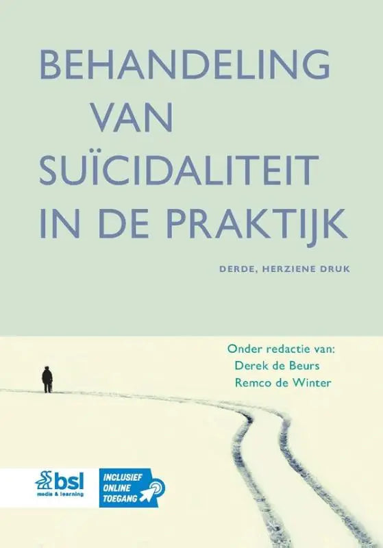 Het boek behandeling van suïcidaliteit in de praktijk met lichtgroene omslag en donkerblauwe tekst voor praktische behandeling