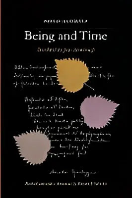 Het boek being and time herziene editie heeft een zwart omslag met witte titel en drie pastelkleurige bloemen