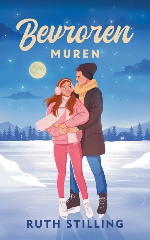Boekcover van bevroren muren door ruth stilling met een illustratie van een koppel in winterkleding en een hockey romance thema