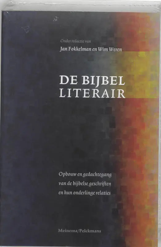 Donkerblauwe hardcover bijbel literair met oranje gele gradient en witte serif titel uitgegeven door vbk media met heilige teksten