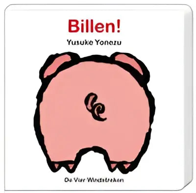 Roze cartoon spaarvarken billen met zwarte contour en een muntsleuf aan de achterkant voor jonge lezers