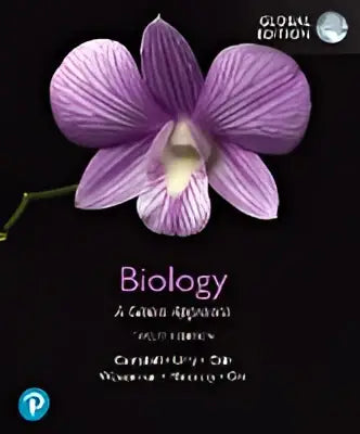 Paarse orchidee op zwarte achtergrond in Biology: a global approach 12e editie