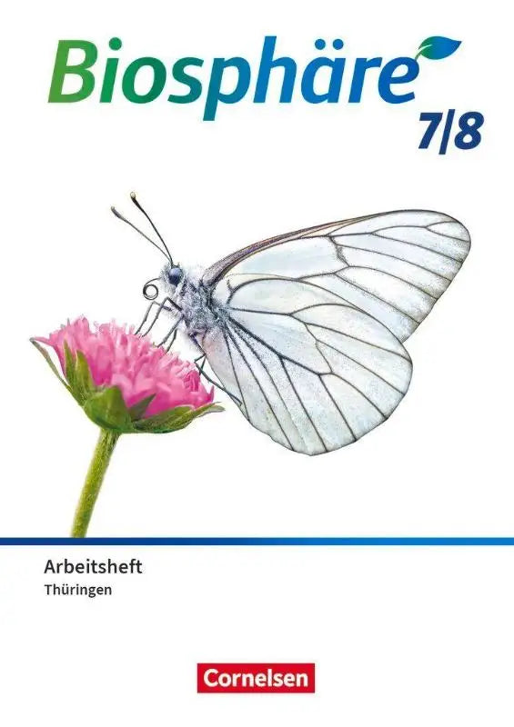 Witte vlinder met delicate doorschijnende vleugels op roze bloem in biosphäre sekundarstufe werkboek gymnasium thüringen