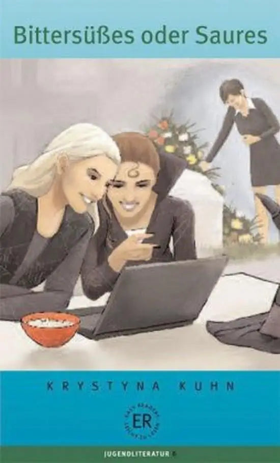 De omslag van het boek bittersüßes oder saures toont een zachte illustratie van twee vrouwen in professionele kleding met de auteur krystyna kuhn en het thema ihrer mutter