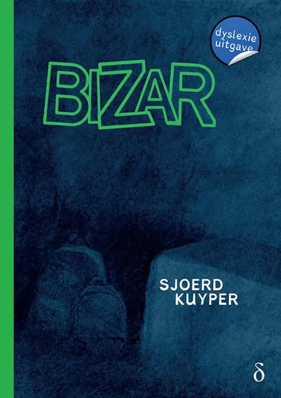 De boekomslag van bizar toont de titel in neon groene letters op een donkerblauwe achtergrond met rotsensilhouetten