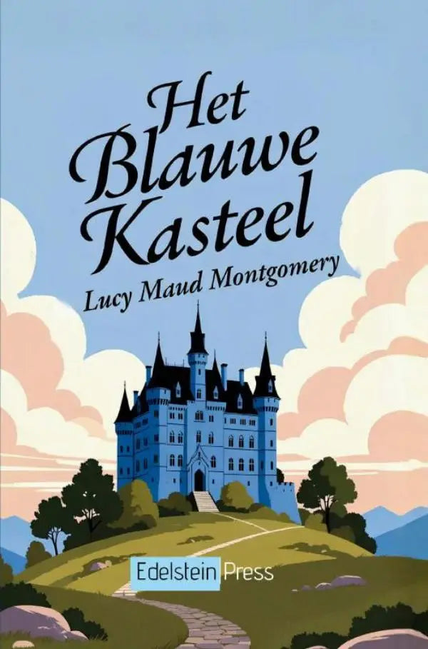 Illustratie van een blauw kasteel op de omslag van het tijdloze roman het blauwe kasteel over liefde en vrijheid