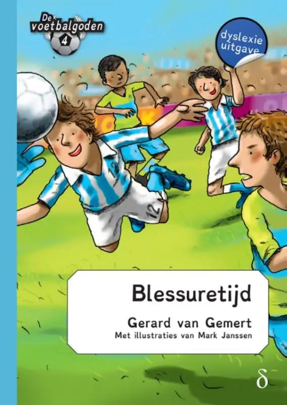 Blauwe en witte gestreepte voetbalshirt met nummer 12 op de korte broek uit voetbalgoden deel 4 blessuretijd