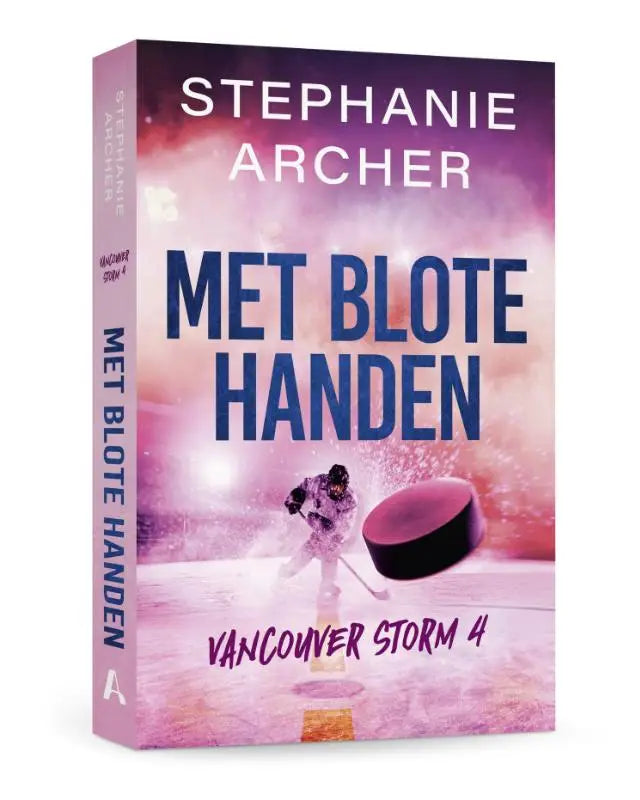 Hardcover boek met blote handen thema en vancouver storm hockeyspeler op roze paarse kaft door stephanie archer