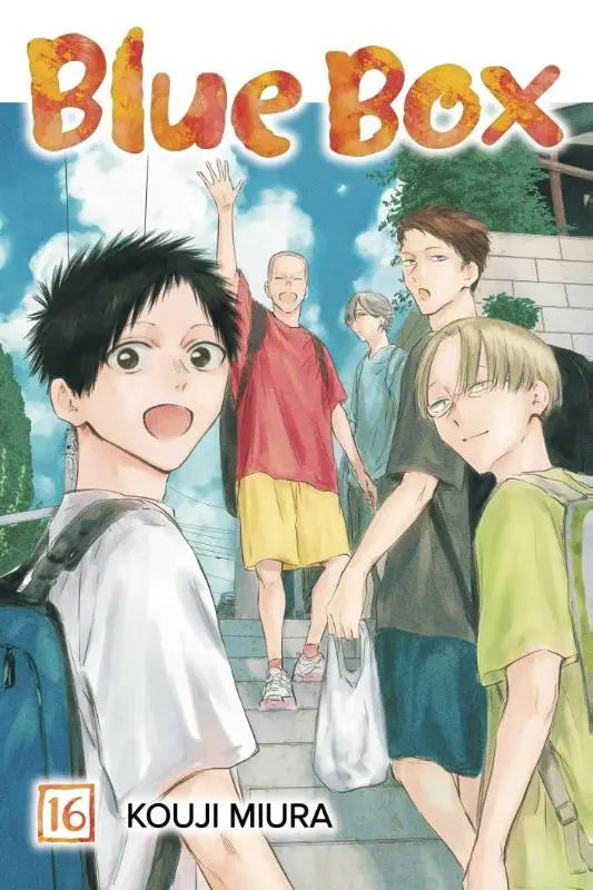 Cover van blue box volume 16 manga met groep animejongens in zomerse kleding onder blauwe lucht