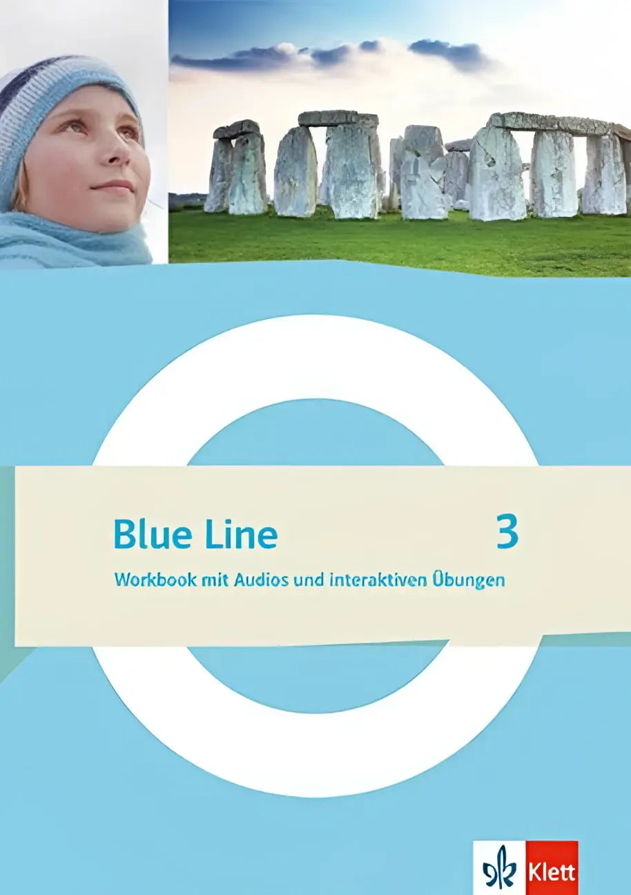 Blue line 3 workbook mit audios und interaktiven übungen von klett für klasse 7 in blau und papier