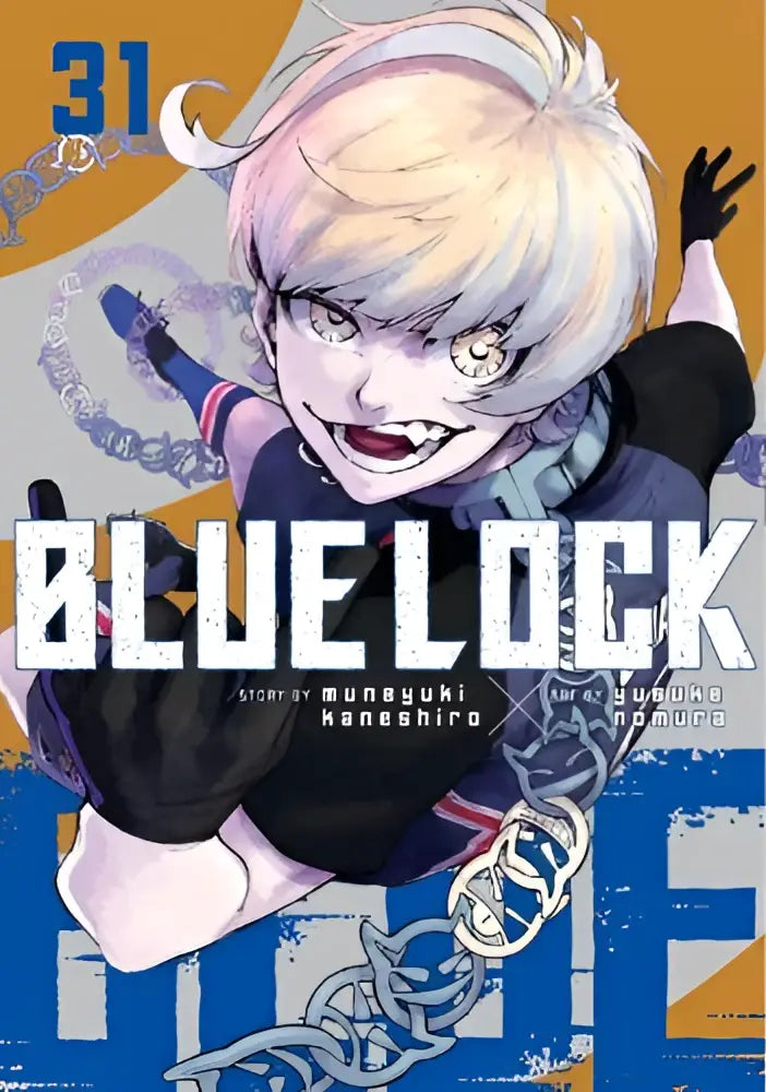De cover van blue lock volume 31 toont een dynamische illustratie van het hoofdpersonage met wit haar en scherpe ogen
