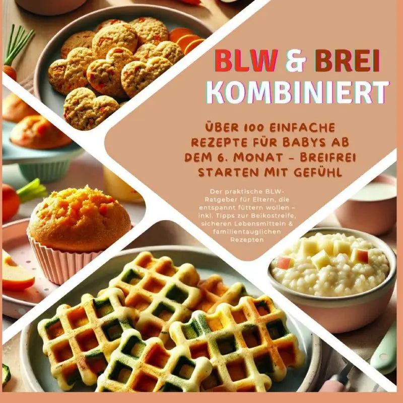 Colorful grid-patterned waffle with green vegetable flecks as tipps zur beikostreife for babys ab dem 6 monat in brei kombiniert