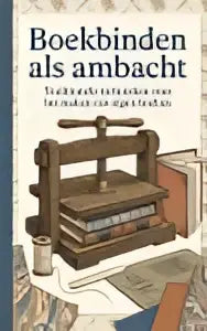 Boekbinden als ambacht boek met houten kaft en zwarte tekst over traditionele technieken voor eigen boeken maken
