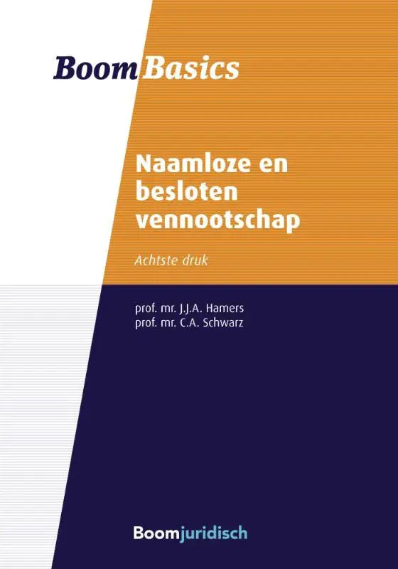 Orange en navy blue hardcover boek boom basics naamloze en besloten vennootschap door prof voor juridisch gebruik
