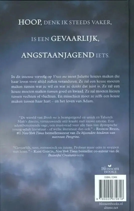 De achterkant van het boek hoop denk ik steeds vaker door juliette in breek me tahereh mafi populaire touching juliette deel 2