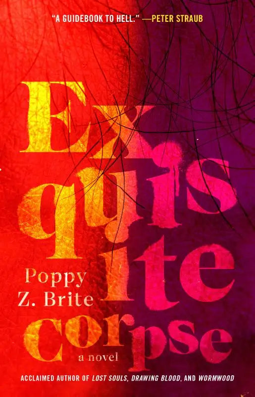 De boekcover van exquisite corpse door poppy z op de editie brite p met opvallende typografie en contrastrijke kleuren