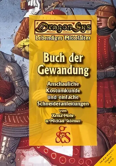 Gele boekomslag met zwarte tekst en rode accenten van buch der gewandung met kostümkunde und einfache instructies