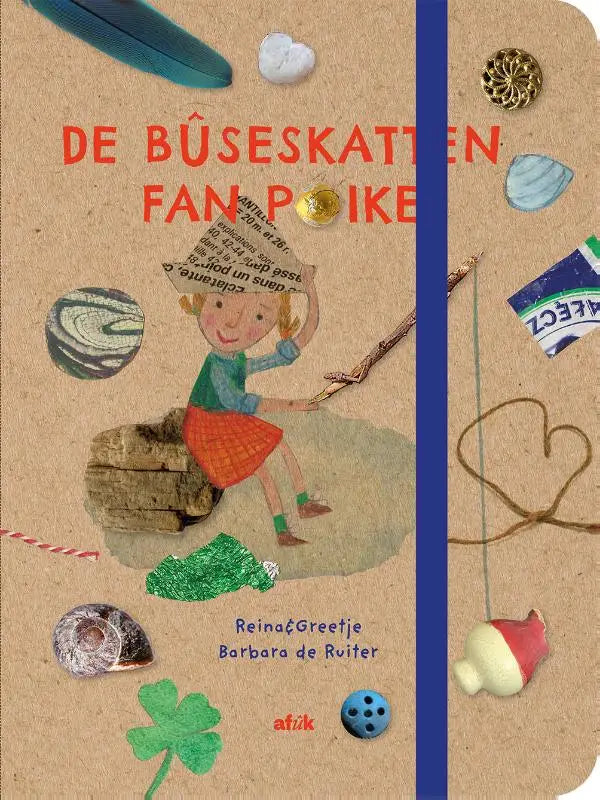 De kleurrijke cover van het kinderboek de bûseskatten fan poike door reina en greetje barbara de ruiter gepubliceerd door afik
