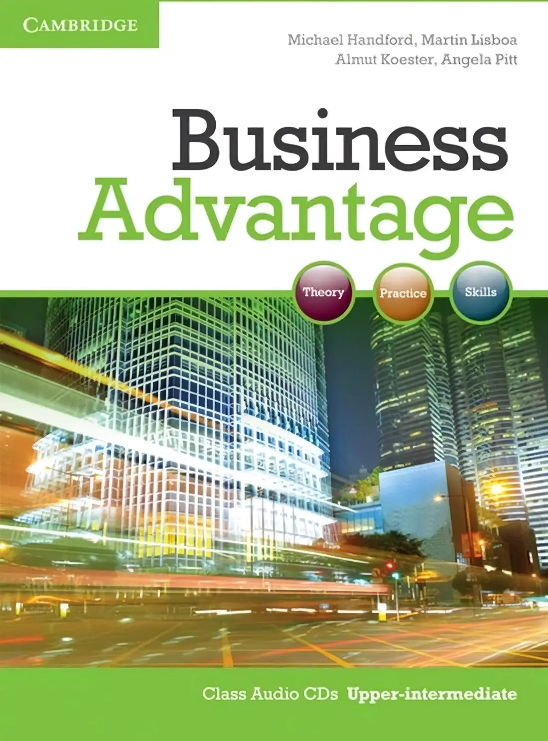 Cambridge business advantage upper-intermediate class audio cds with vibrant cityscape design for the course