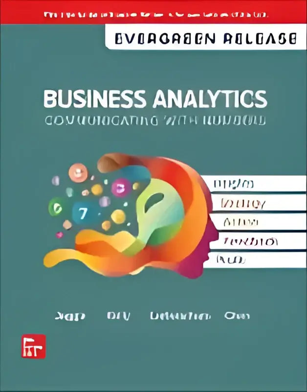 De boekcover van business analytics 2025 release ise toont een kleurrijk abstract ontwerp met social media iconen