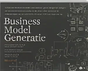Zwart-wit grafisch ontwerp met de tekst business model generatie voor het product business model generatie