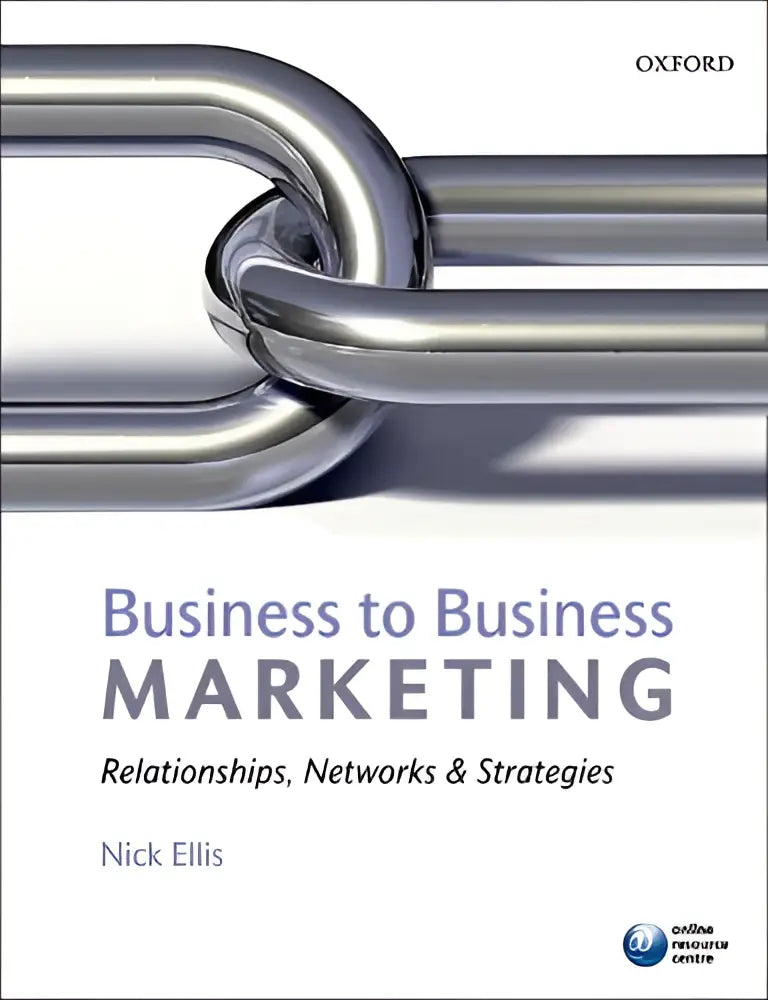 De b2b marketing boekcover toont een metallic zilveren kettingontwerp met titel en auteur nick ellis