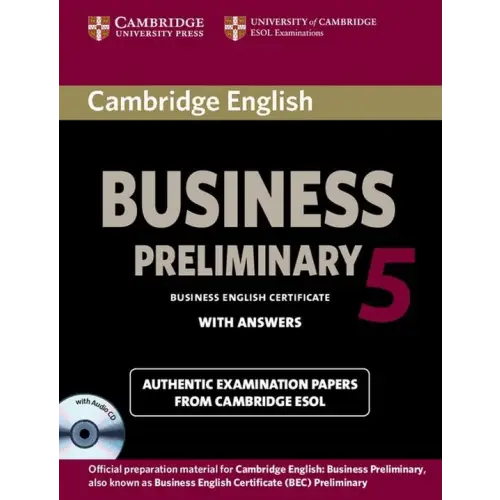 Cambridge english business - preliminary self study pack 5 student’s book + answers + audio-cd - cambridge english
