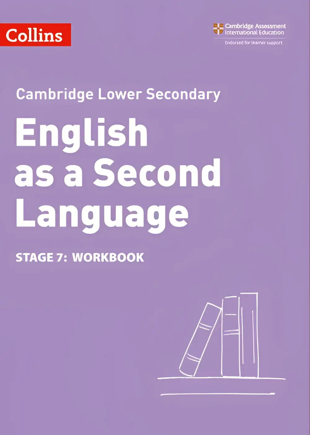 Paars omslag cambridge lower secondary english as a second language werkboek voor stage 7 van collins