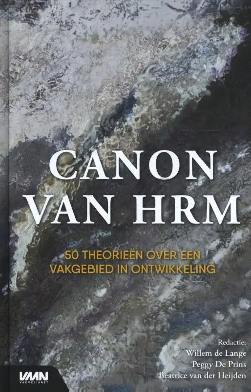 De boekcover van canon voor hrm toont de titel in wit op een grijs-zwart abstracte achtergrond van steentextuur
