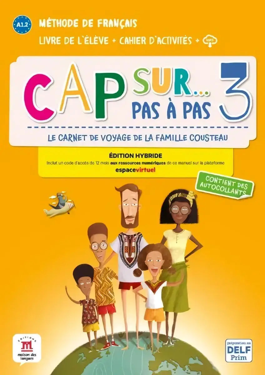 Helder gekleurde geïllustreerde voorkant van cap sur hybride livre pas à pas 3 editie voor talen algemeen onderwijs