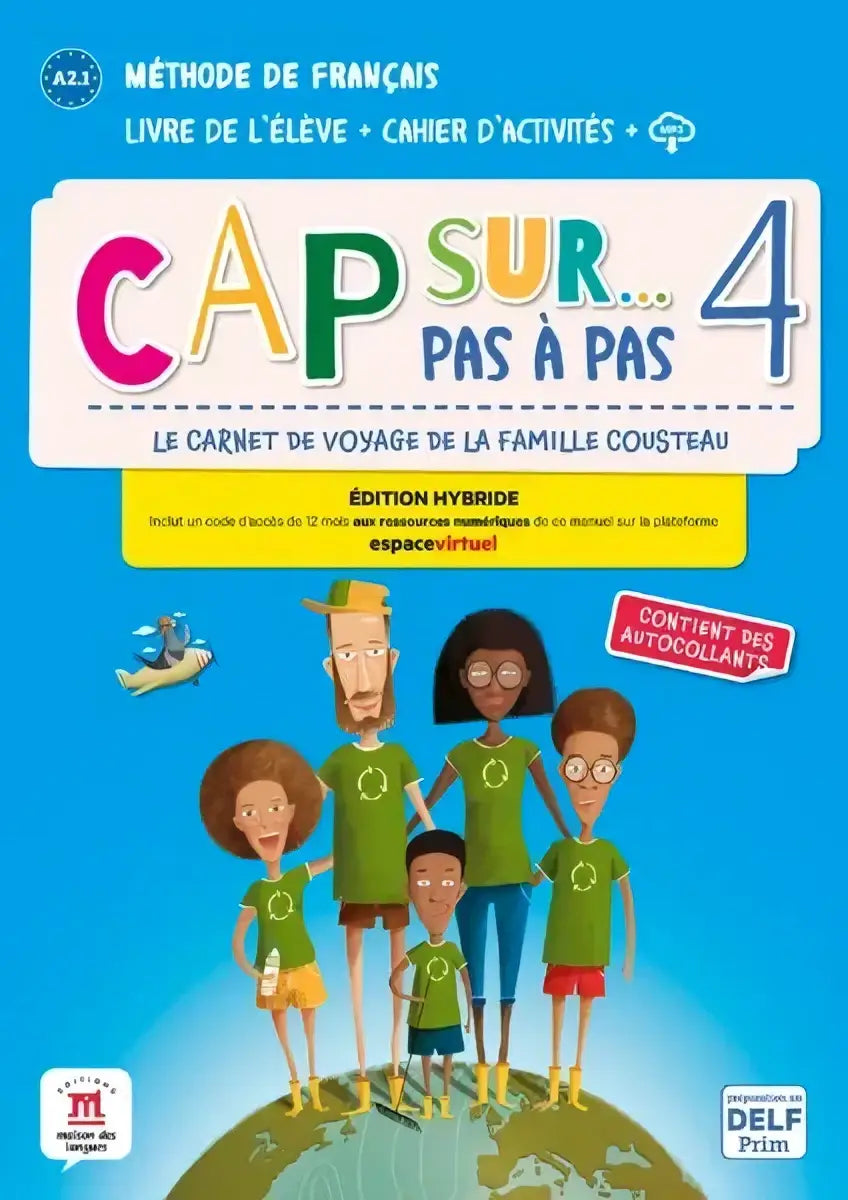 De levendige blauwe voorkant van het hybride livre cap sur pas à pas 4 éd voor talen algemeen onderwijs