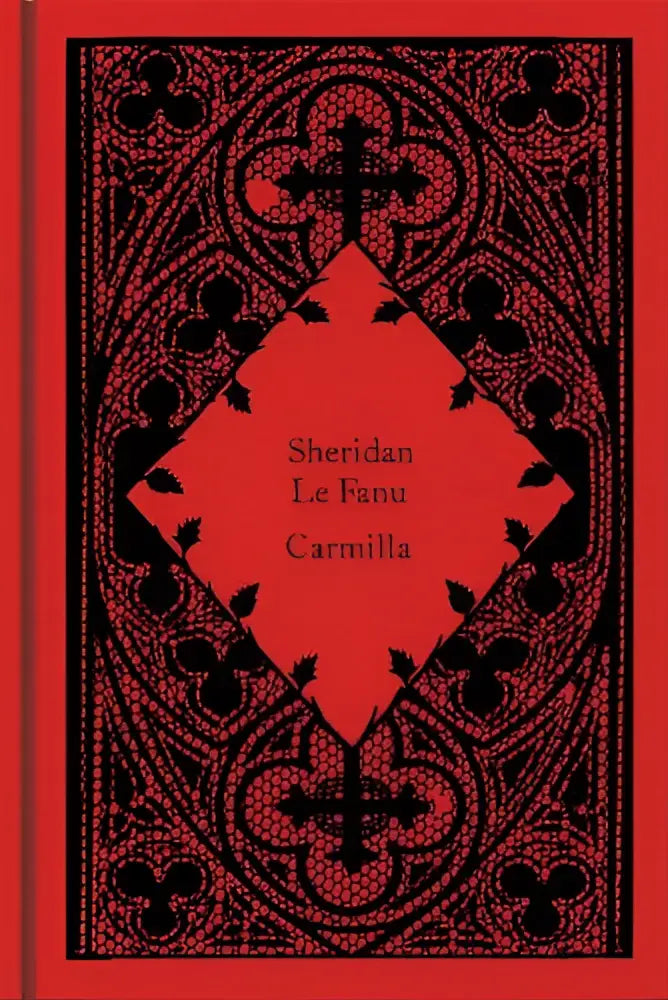 Rood linnen gebonden boek carmilla van joseph sheridan met zwart kanten ontwerp uit little clothbound classics collectie