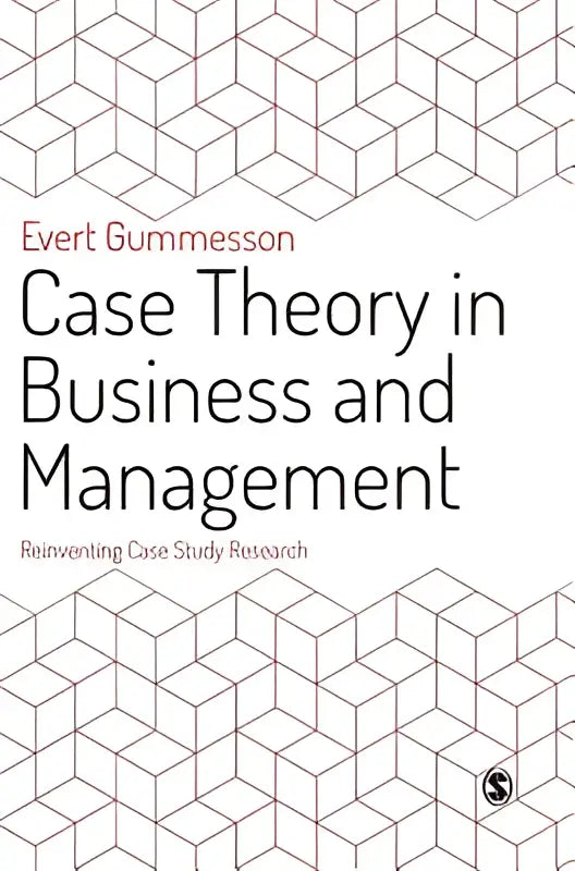 Witte hardcover boek met zwart geometrisch patroon en de titel case theory in business and management door evert gummesson