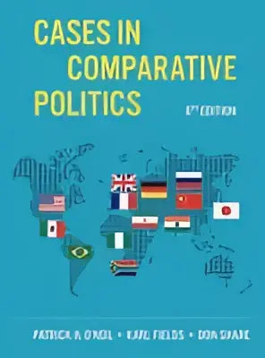 De case book cases in comparative politics van Patrick K toont een wereldkaart met nationale vlaggen op de voorkant