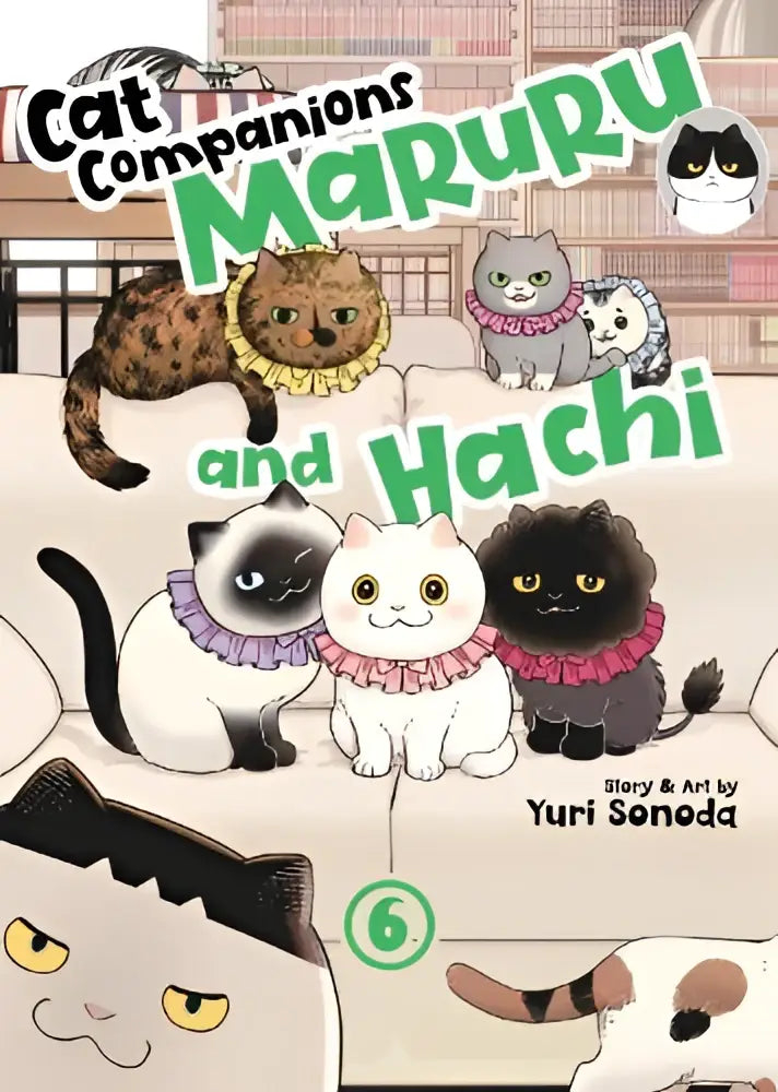 De kleurrijke cover van het kinderboek cat companions maruru toont getekende katten met verschillende sjaals maruru and hachi