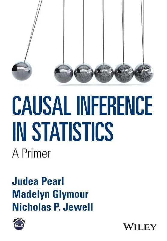 Zilveren newtonschommel met gepolijste metalen bollen en minimalistisch ontwerp op causal inference in statistics a primer van wiley