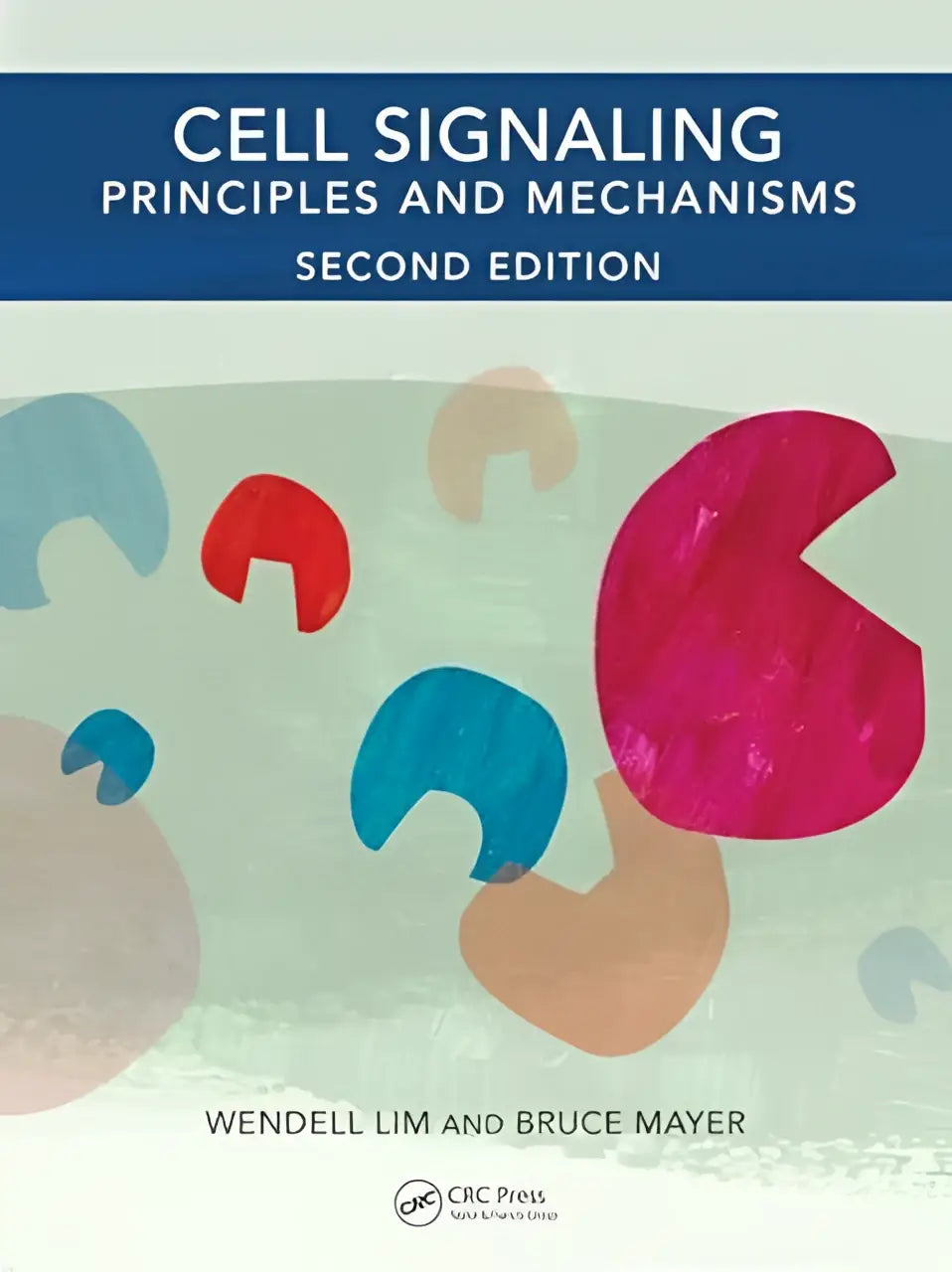 The book cover of cell signaling 2nd edition principles and mechanisms features abstract colorful shapes on a mint background
