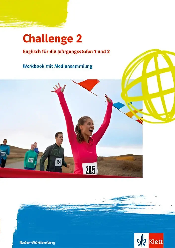 De cover van het workbook mit mediensammlung toont een deelnemer in een roze hardloopoutfit bij de finish lijn voor berufliche gymnasien