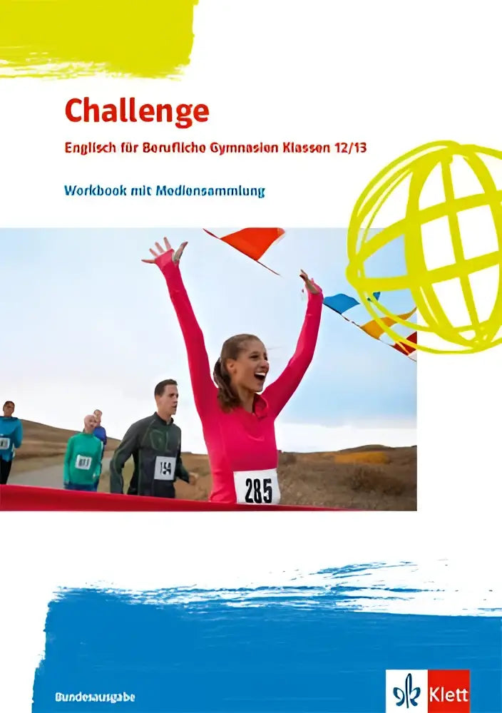 Runner wearing a pink athletic top at the finish line for challenge workbook mit audios berufliche gymnasien