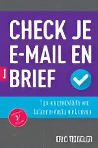 Modern grafisch ontwerp met de tekst check je e-mail en brief in wit en blauw door eric tiggeler van koninklijke boom uitgevers
