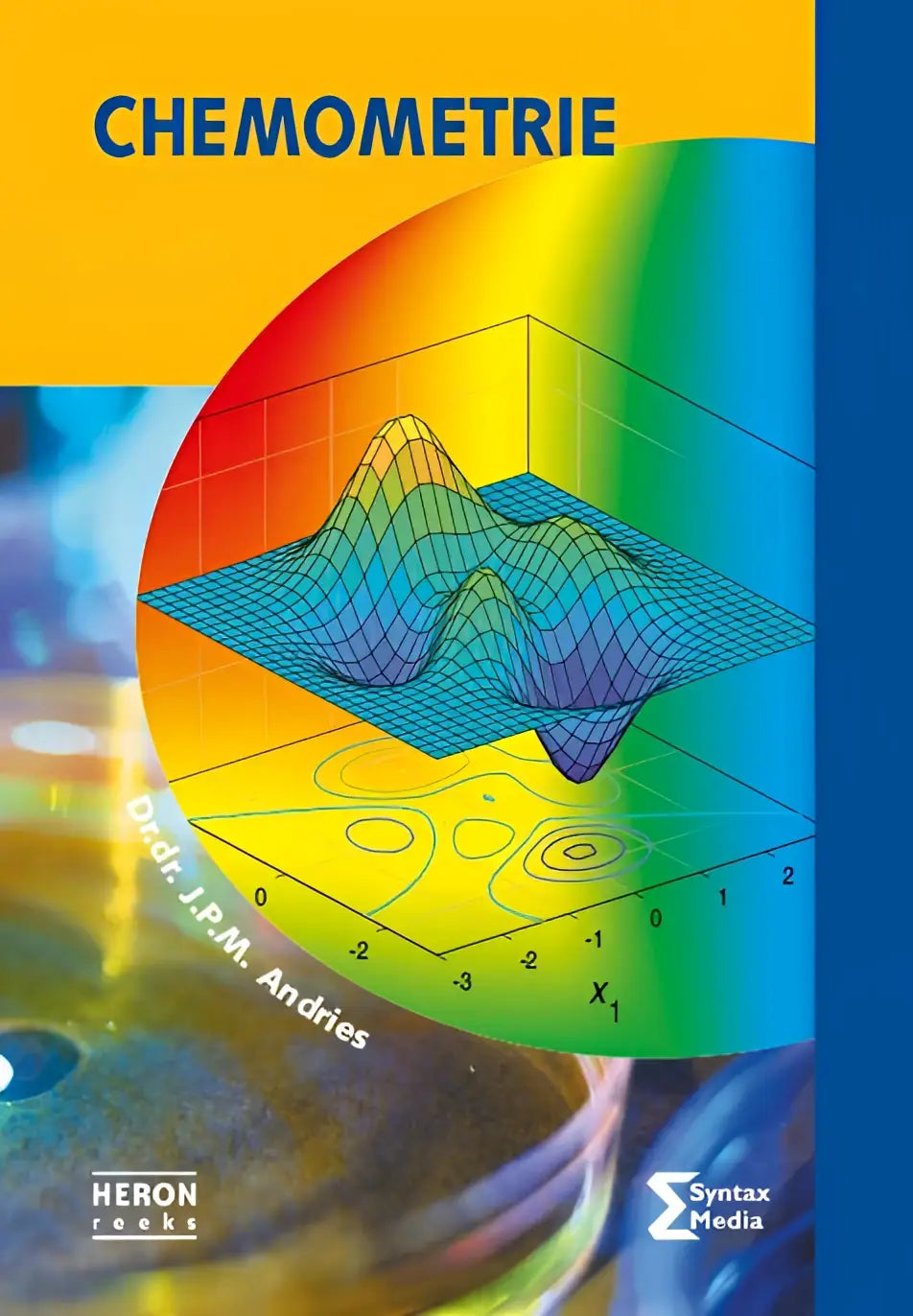 De boekcover van chemometrie toont een kleurrijke 3d oppervlakplot met blauwe en groene mesh lijnen voor hoger onderwijs exacte vakken