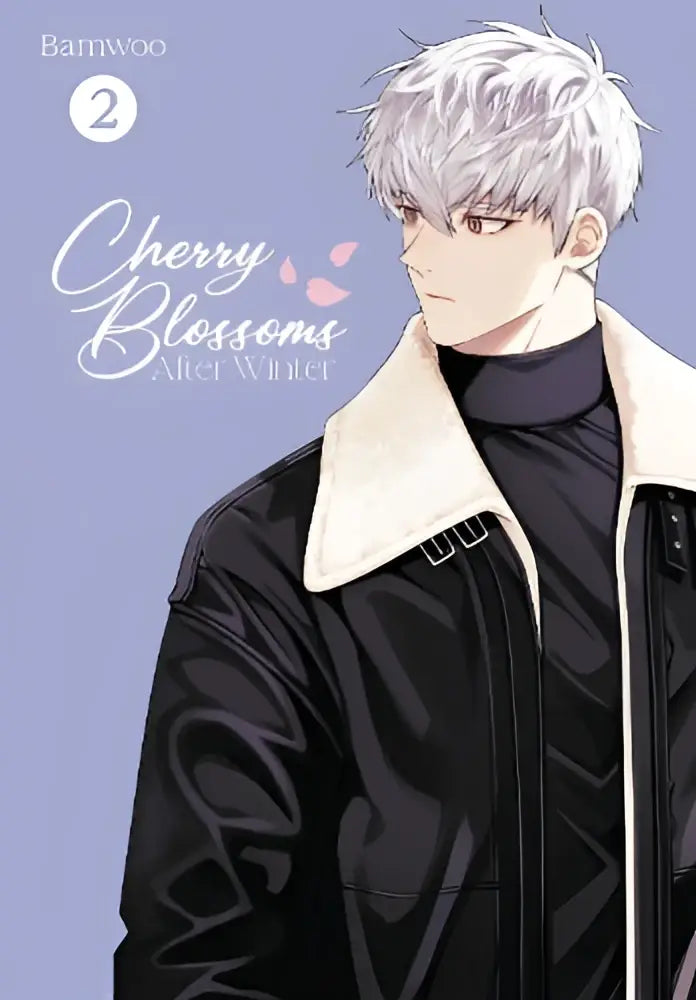 Zwart leren jack met wit bontkraag uit cherry blossoms after winter volume 2 collectie