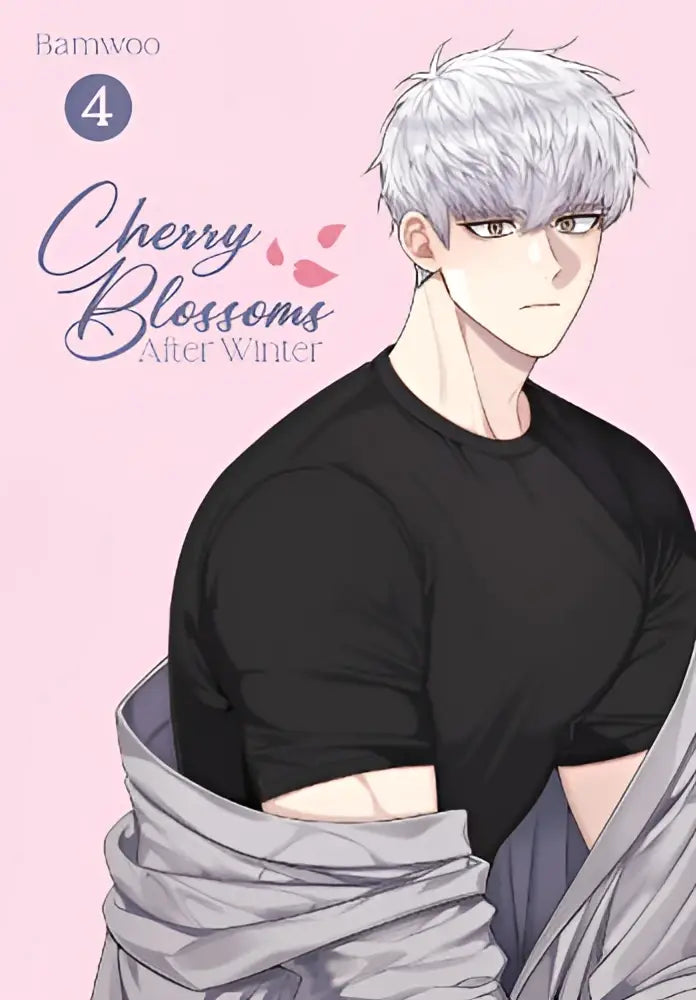 Animepersonage met zilver haar draagt een zwarte korte mouw t shirt in cherry blossoms after winter volume 4