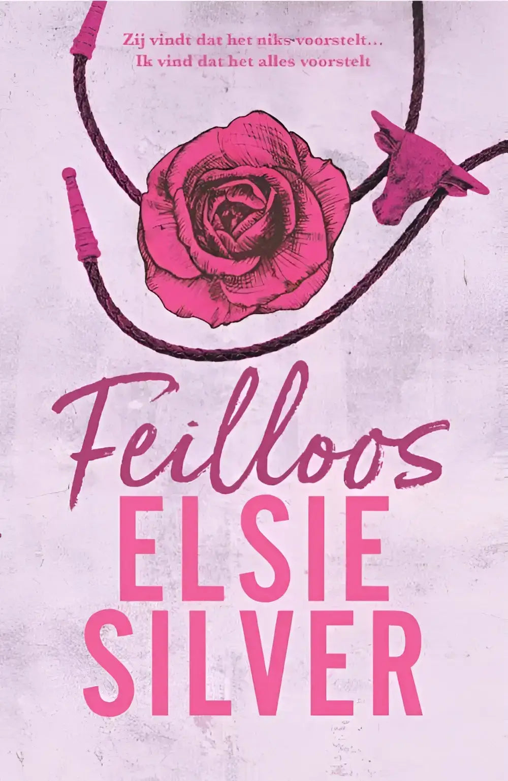 Illustratie van een roze roos op de omslag van feilloos door elsie silver spicy cowboy romance boek